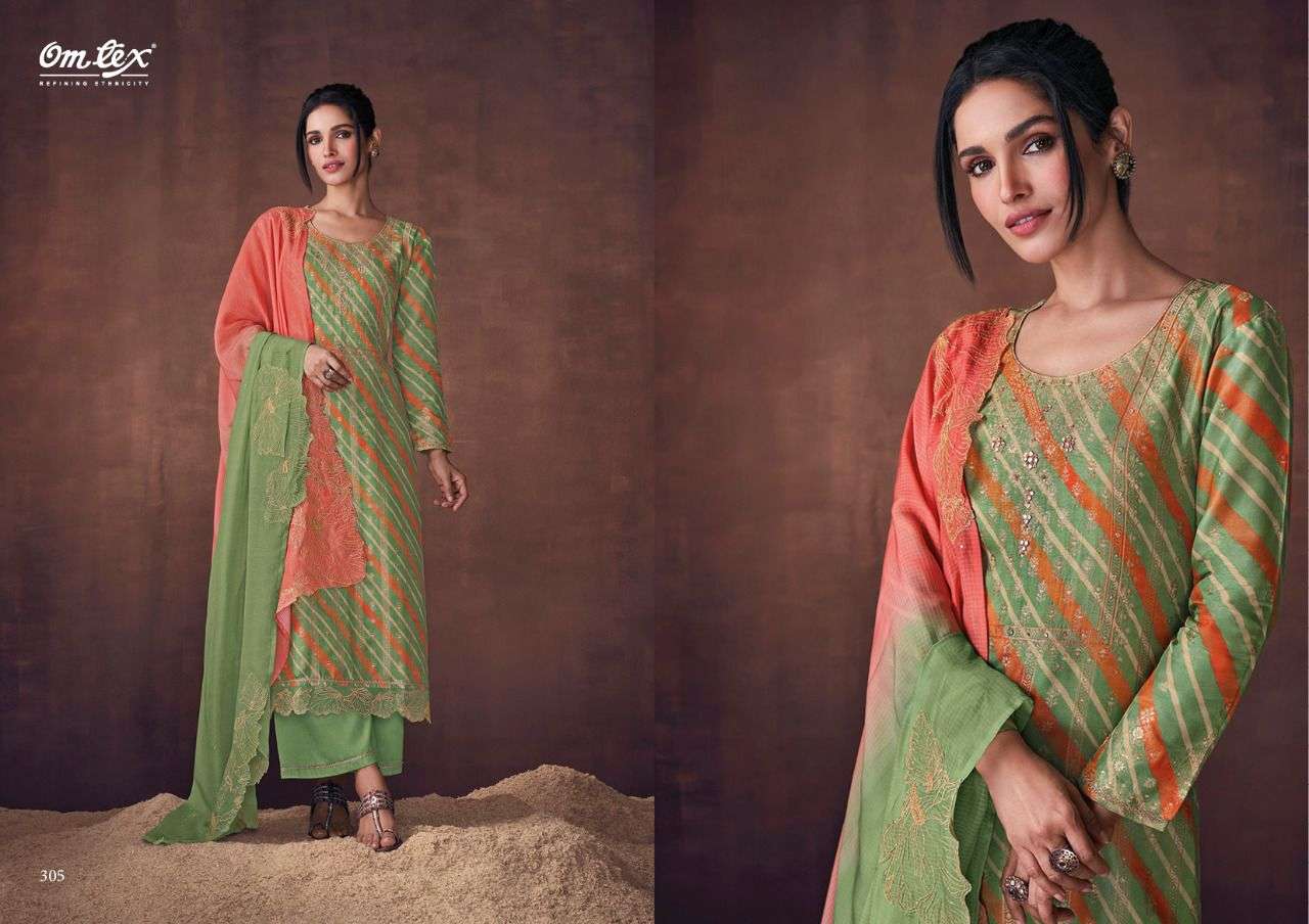 Vrunda By Om Tex 301 To 306 Series Designer Suits Collection Beautiful Stylish Colorful Fancy Party Wear & Occasional Wear Banarasi Jacquard Dresses At Wholesale Price