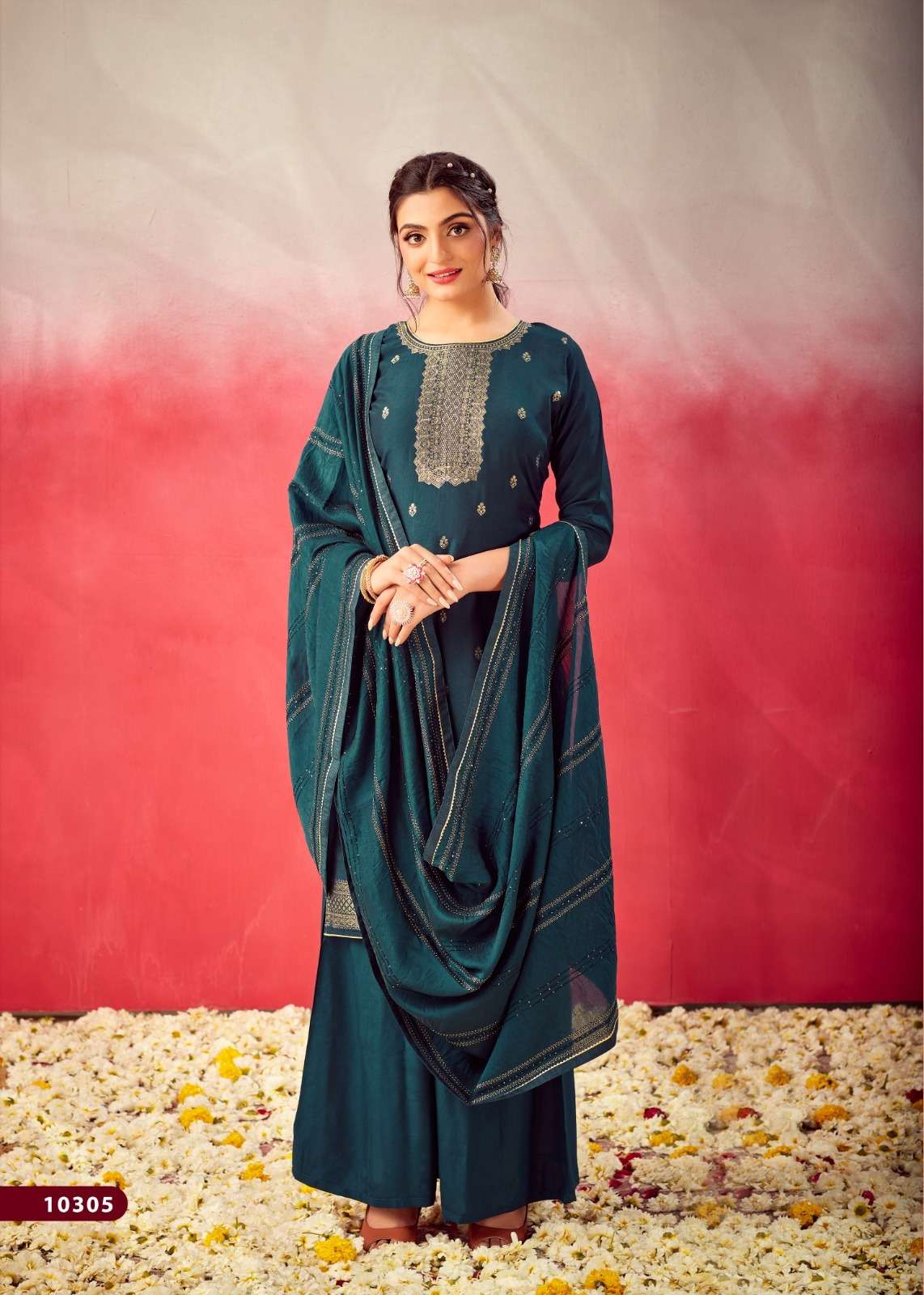 SUHASHINI BY KALARANG 10301 TO 10306 SERIES DESIGNER SHARARA SUITS COLLECTION BEAUTIFUL STYLISH COLORFUL FANCY PARTY WEAR & OCCASIONAL WEAR MUSLIN DOLA JACQUARD DRESSES AT WHOLESALE PRICE