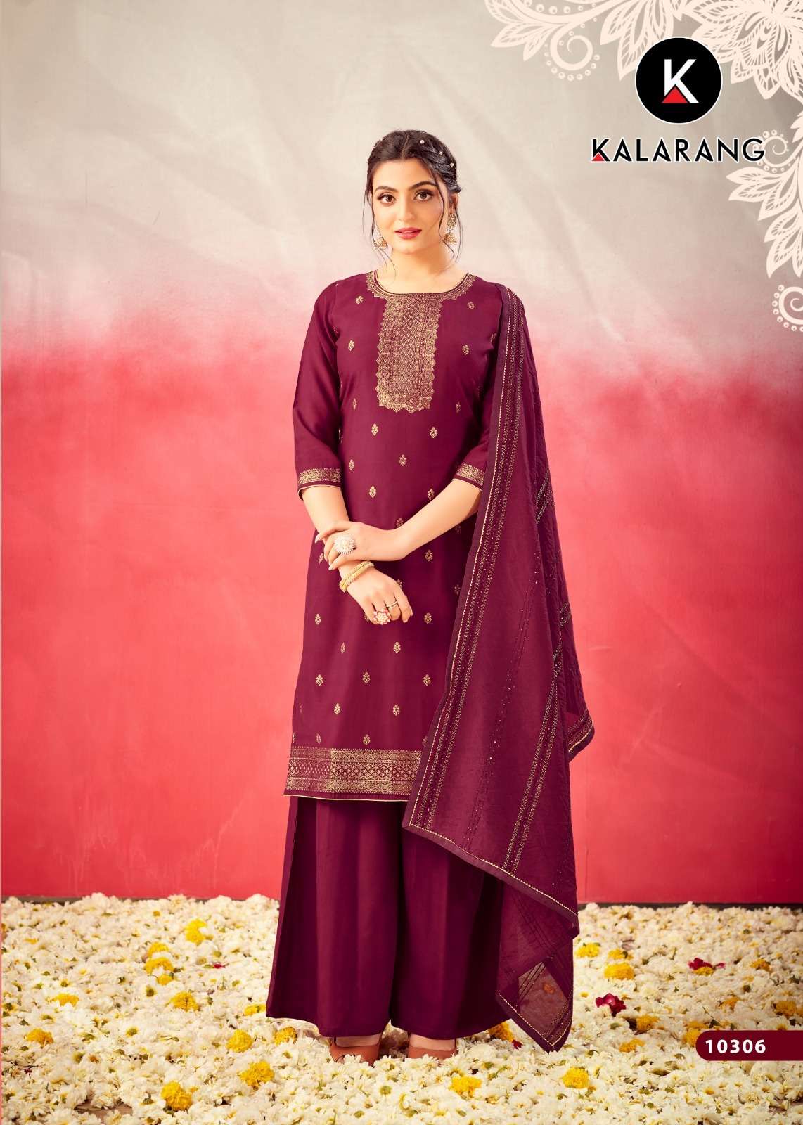 SUHASHINI BY KALARANG 10301 TO 10306 SERIES DESIGNER SHARARA SUITS COLLECTION BEAUTIFUL STYLISH COLORFUL FANCY PARTY WEAR & OCCASIONAL WEAR MUSLIN DOLA JACQUARD DRESSES AT WHOLESALE PRICE