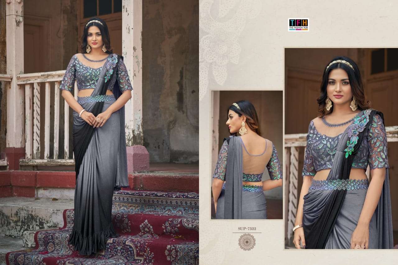 Super Star Hit By Tfh 7321 To 7323 Series Indian Traditional Wear Collection Beautiful Stylish Fancy Colorful Party Wear & Occasional Wear Fancy Sarees At Wholesale Price