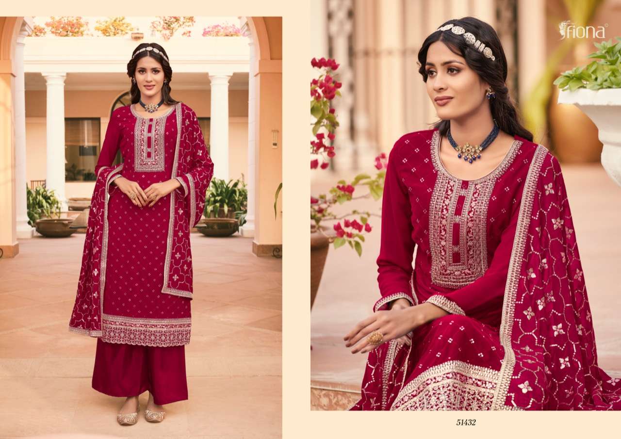 HAZEL BY FIONA 51431 TO 51434 SERIES BEAUTIFUL STYLISH SUITS FANCY COLORFUL CASUAL WEAR & ETHNIC WEAR & READY TO WEAR GEORGETTE EMBROIDERED DRESSES AT WHOLESALE PRICE