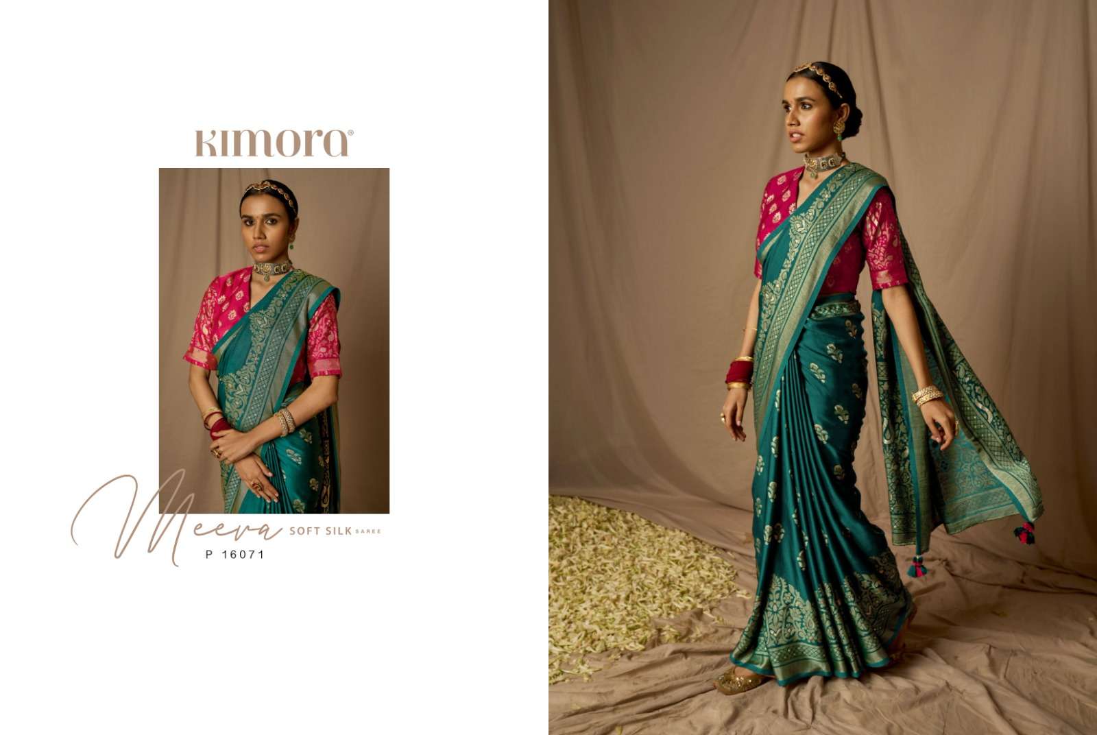 Meera Vol-11 By Kimora Fashion 16061 To 16071 Series Indian Traditional Wear Collection Beautiful Stylish Fancy Colorful Party Wear & Occasional Wear Brasso Sarees At Wholesale Price