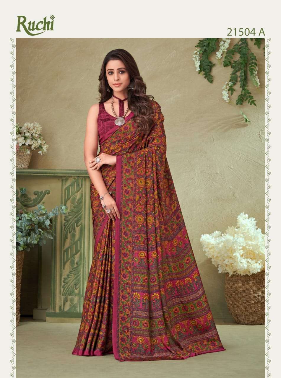 Vivanta Silk Vol-16 By Ruchi 21501-A To 21506-B Series Indian Traditional Wear Collection Beautiful Stylish Fancy Colorful Party Wear & Occasional Wear Crepe Silk Sarees At Wholesale Price