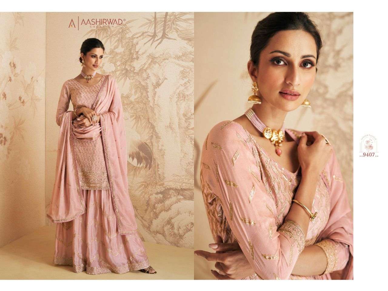 Elan Nx By Aashirwad Creation 9407 To 9410 Series Designer Sharara Suits Beautiful Fancy Colorful Stylish Party Wear & Occasional Wear Georgette Dresses At Wholesale Price