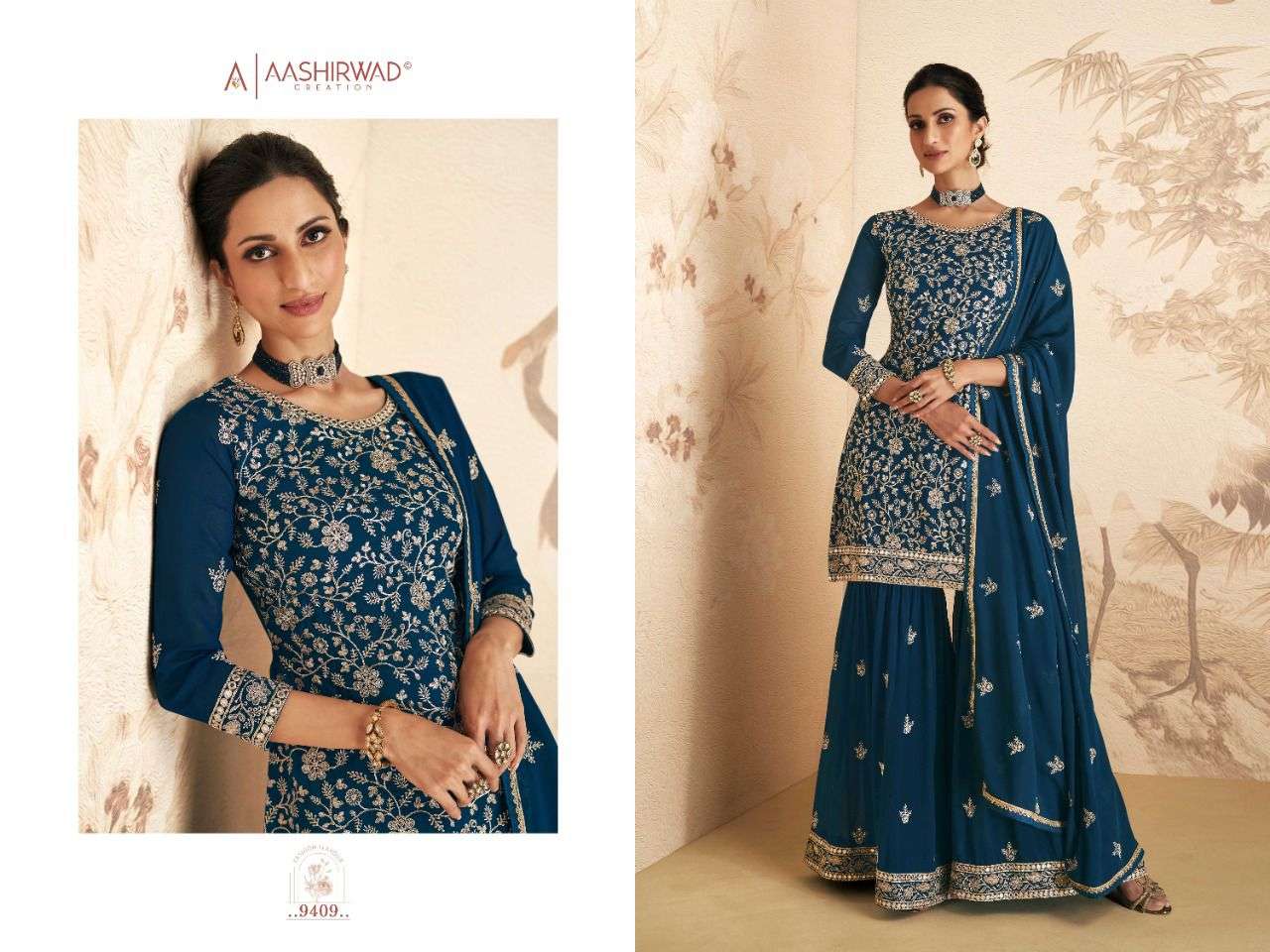 Elan Nx By Aashirwad Creation 9407 To 9410 Series Designer Sharara Suits Beautiful Fancy Colorful Stylish Party Wear & Occasional Wear Georgette Dresses At Wholesale Price