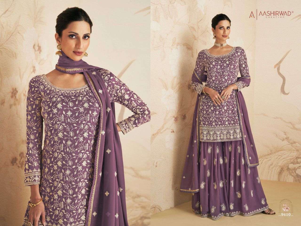 Elan Nx By Aashirwad Creation 9407 To 9410 Series Designer Sharara Suits Beautiful Fancy Colorful Stylish Party Wear & Occasional Wear Georgette Dresses At Wholesale Price