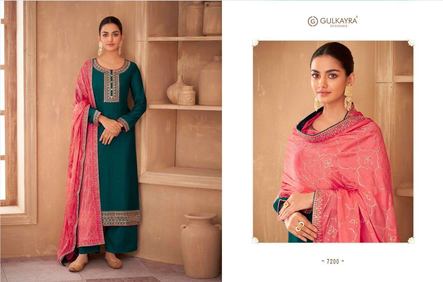 Nayan By Gulkayra Designer 7199 To 7203 Series Beautiful Suits Colorful Stylish Fancy Casual Wear & Ethnic Wear Vichitra Silk Embroidered Dresses At Wholesale Price