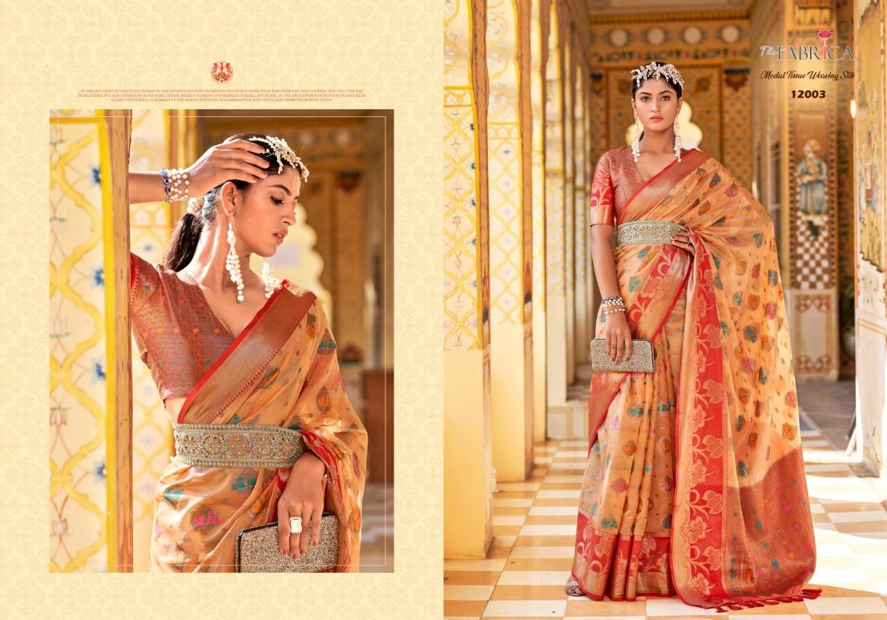 Sanskriti By The Fabrica 12001 To 12008 Series Indian Traditional Wear Collection Beautiful Stylish Fancy Colorful Party Wear & Occasional Wear Organza Jacquard Sarees At Wholesale Price