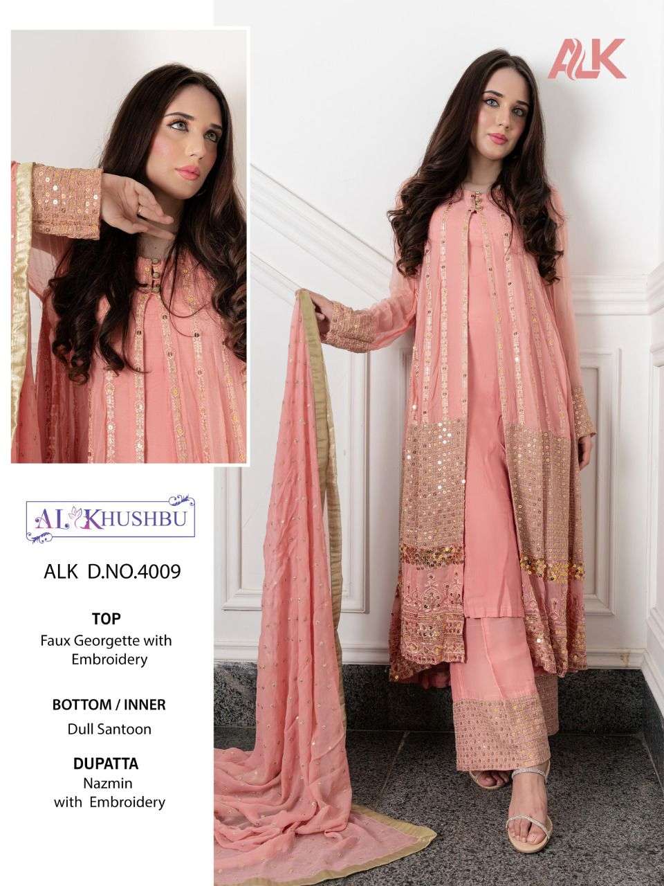 Queen Vol-1 By Al Khushbu 4008 To 4011 Series Designer Pakistani Suits Beautiful Stylish Fancy Colorful Party Wear & Occasional Wear Faux Georgette Embroidered Dresses At Wholesale Price