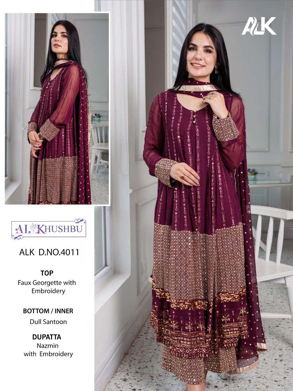Queen Vol-1 By Al Khushbu 4008 To 4011 Series Designer Pakistani Suits Beautiful Stylish Fancy Colorful Party Wear & Occasional Wear Faux Georgette Embroidered Dresses At Wholesale Price