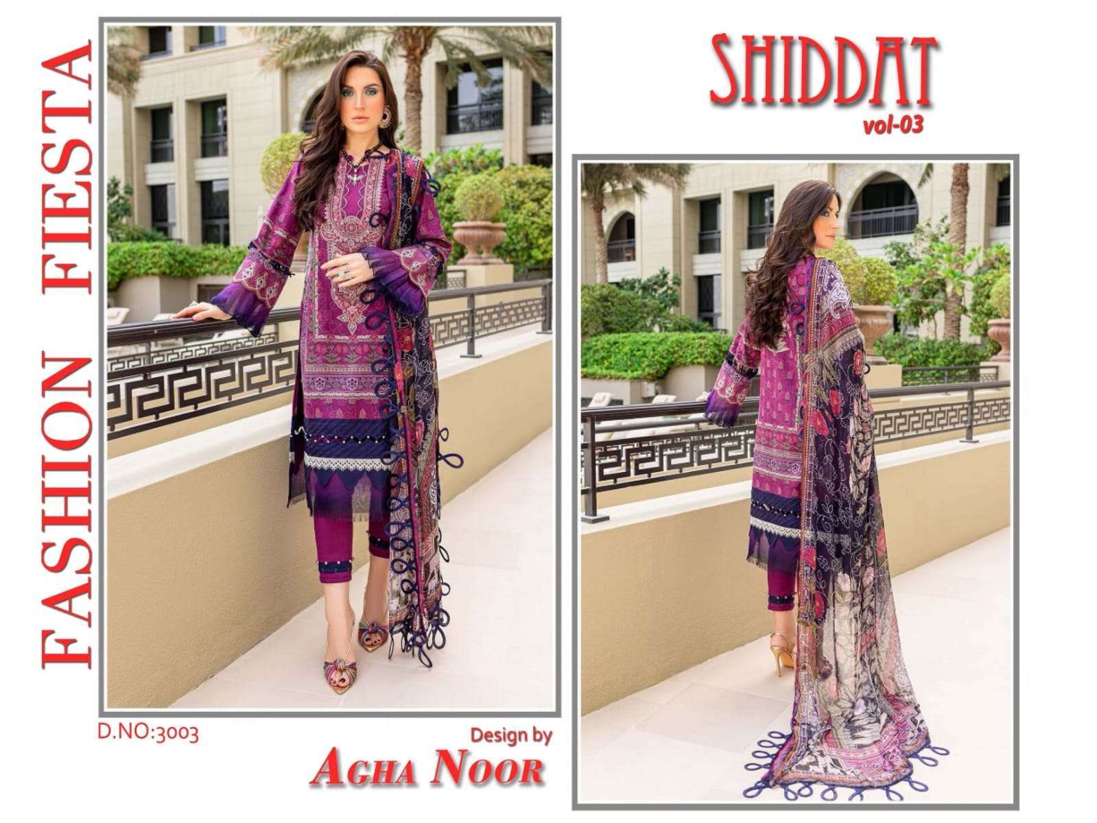 Shiddat Vol-3 By Agha Noor 3001 To 3010 Series Beautiful Stylish Pakistani Suits Fancy Colorful Casual Wear & Ethnic Wear & Ready To Wear Jam Satin Cotton Embroidered Dresses At Wholesale Price
