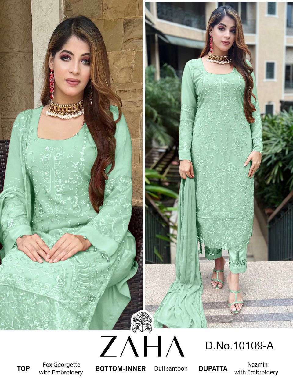 Saadia Vol-1 By Zaha 10109-A To 10109-D Series Beautiful Pakistani Suits Colorful Stylish Fancy Casual Wear & Ethnic Wear Faux Georgette Embroidered Dresses At Wholesale Price