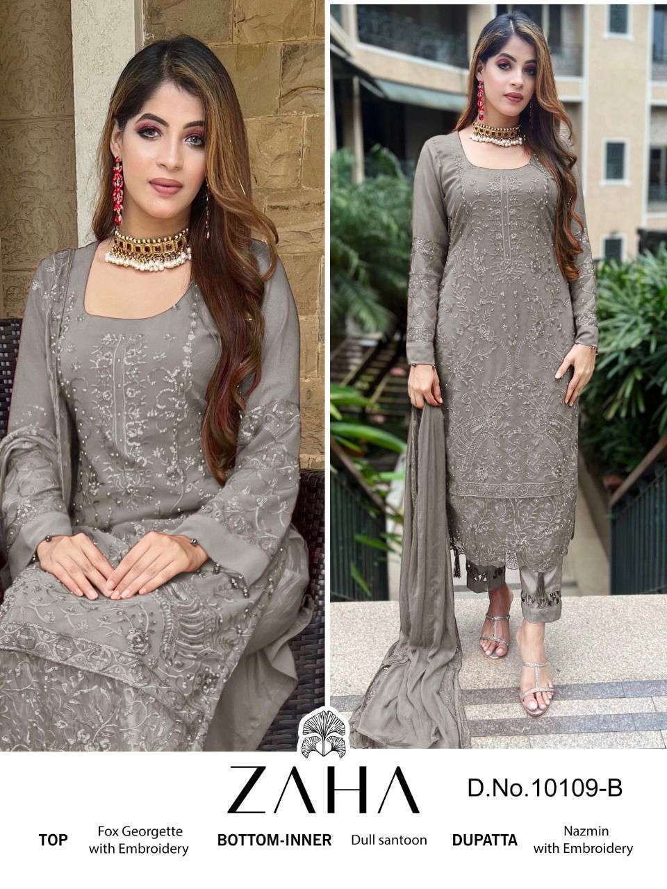 Saadia Vol-1 By Zaha 10109-A To 10109-D Series Beautiful Pakistani Suits Colorful Stylish Fancy Casual Wear & Ethnic Wear Faux Georgette Embroidered Dresses At Wholesale Price
