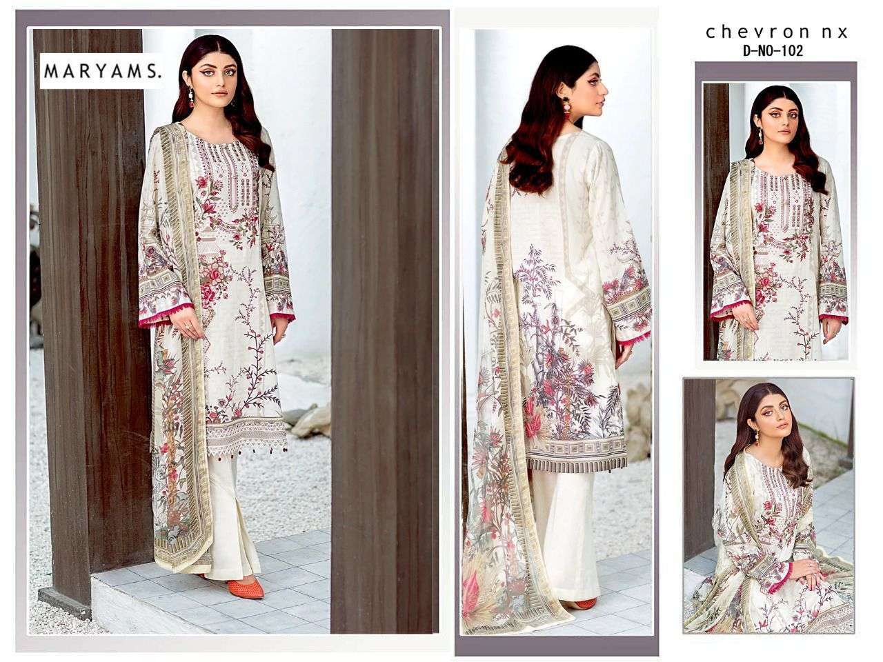 Chevron Hit Design 102 By Maryams Designer Festive Pakistani Suits Collection Beautiful Stylish Fancy Colorful Party Wear & Occasional Wear Cotton Embroidered Dresses At Wholesale Price