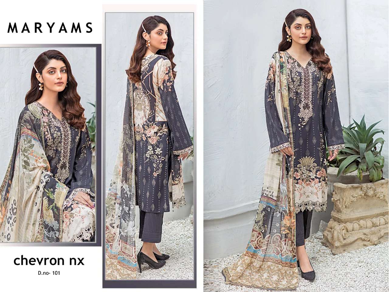 CHEVRON HIT DESIGN 101 BY MARYAMS DESIGNER FESTIVE PAKISTANI SUITS COLLECTION BEAUTIFUL STYLISH FANCY COLORFUL PARTY WEAR & OCCASIONAL WEAR COTTON EMBROIDERED DRESSES AT WHOLESALE PRICE