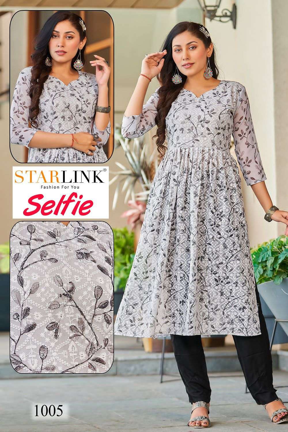 SELFIE BY STARLINK 1001 TO 1008 SERIES DESIGNER STYLISH FANCY COLORFUL BEAUTIFUL PARTY WEAR & ETHNIC WEAR COLLECTION GEORGETTE PRINT KURTIS AT WHOLESALE PRICE