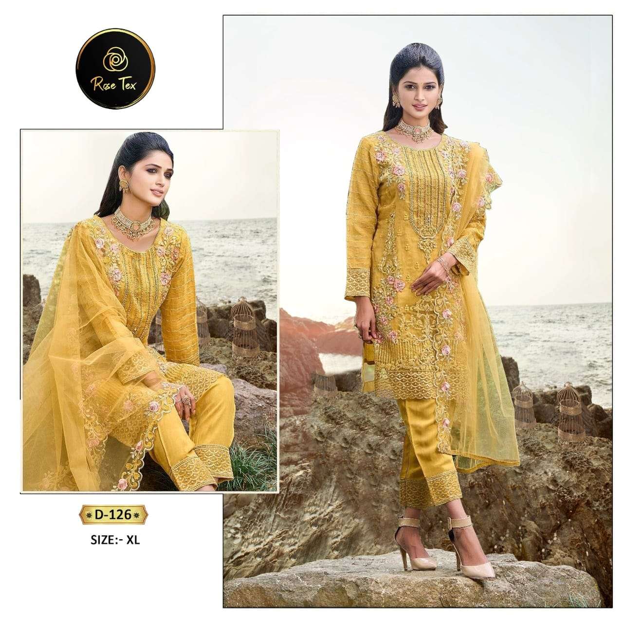 ROSE TEX HIT DESIGN 126 BY ROSE TEX DESIGNER PAKISTANI SUITS BEAUTIFUL FANCY STYLISH COLORFUL PARTY WEAR & OCCASIONAL WEAR PURE ORGANZA EMBROIDERY DRESSES AT WHOLESALE PRICE