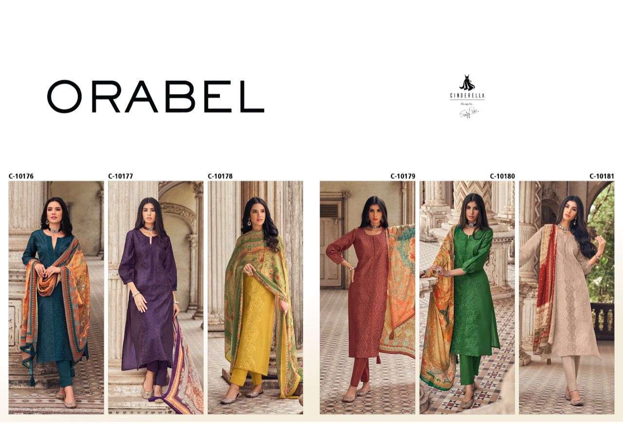 ORABEL BY CINDERELLA 10176 TO 10181 SERIES BEAUTIFUL SUITS COLORFUL STYLISH FANCY CASUAL WEAR & ETHNIC WEAR PURE SILK DRESSES AT WHOLESALE PRICE