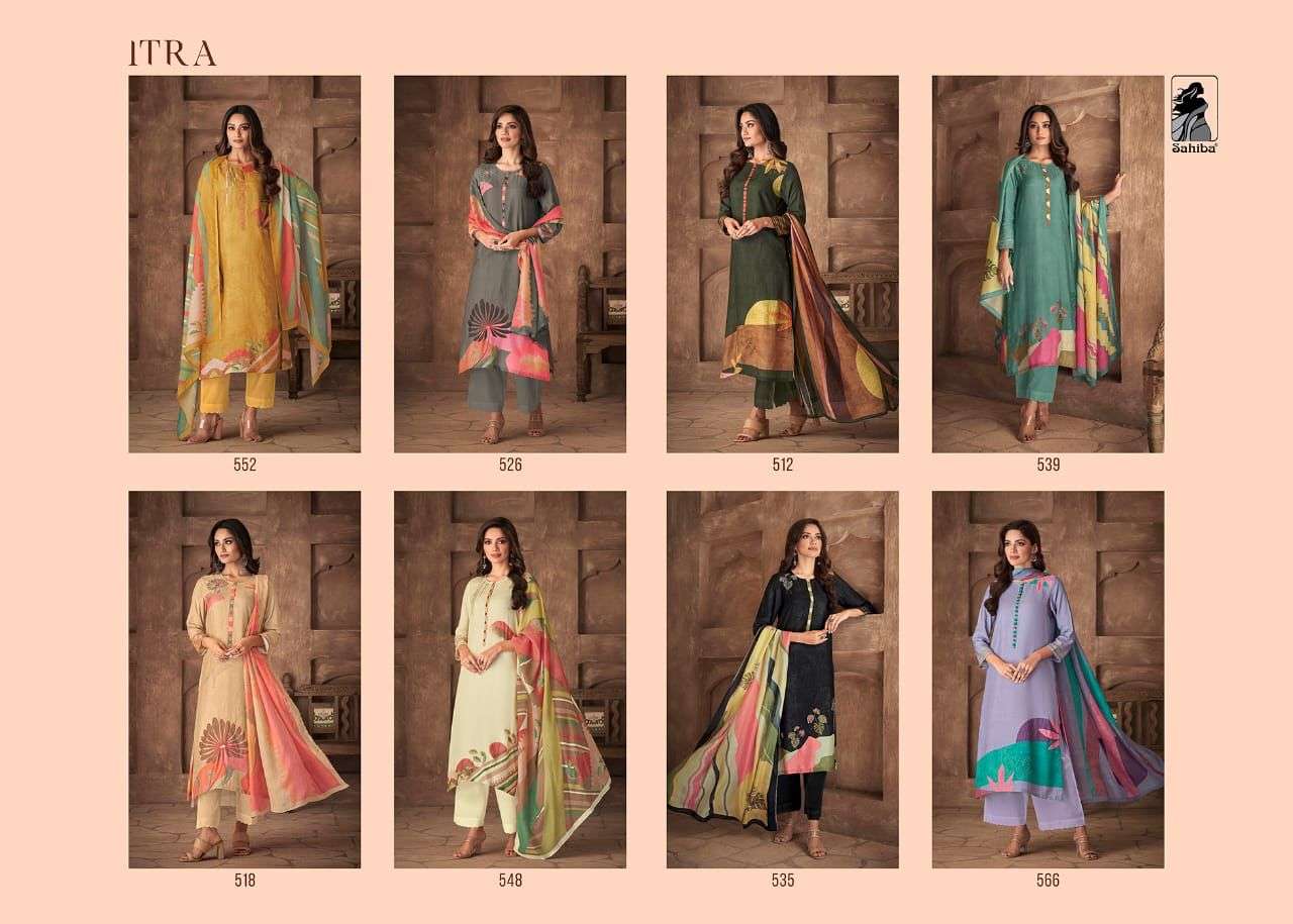 ITRA BY SAHIBA FABRICS BEAUTIFUL SUITS COLORFUL STYLISH FANCY CASUAL WEAR & ETHNIC WEAR MUSLIN SILK DRESSES AT WHOLESALE PRICE
