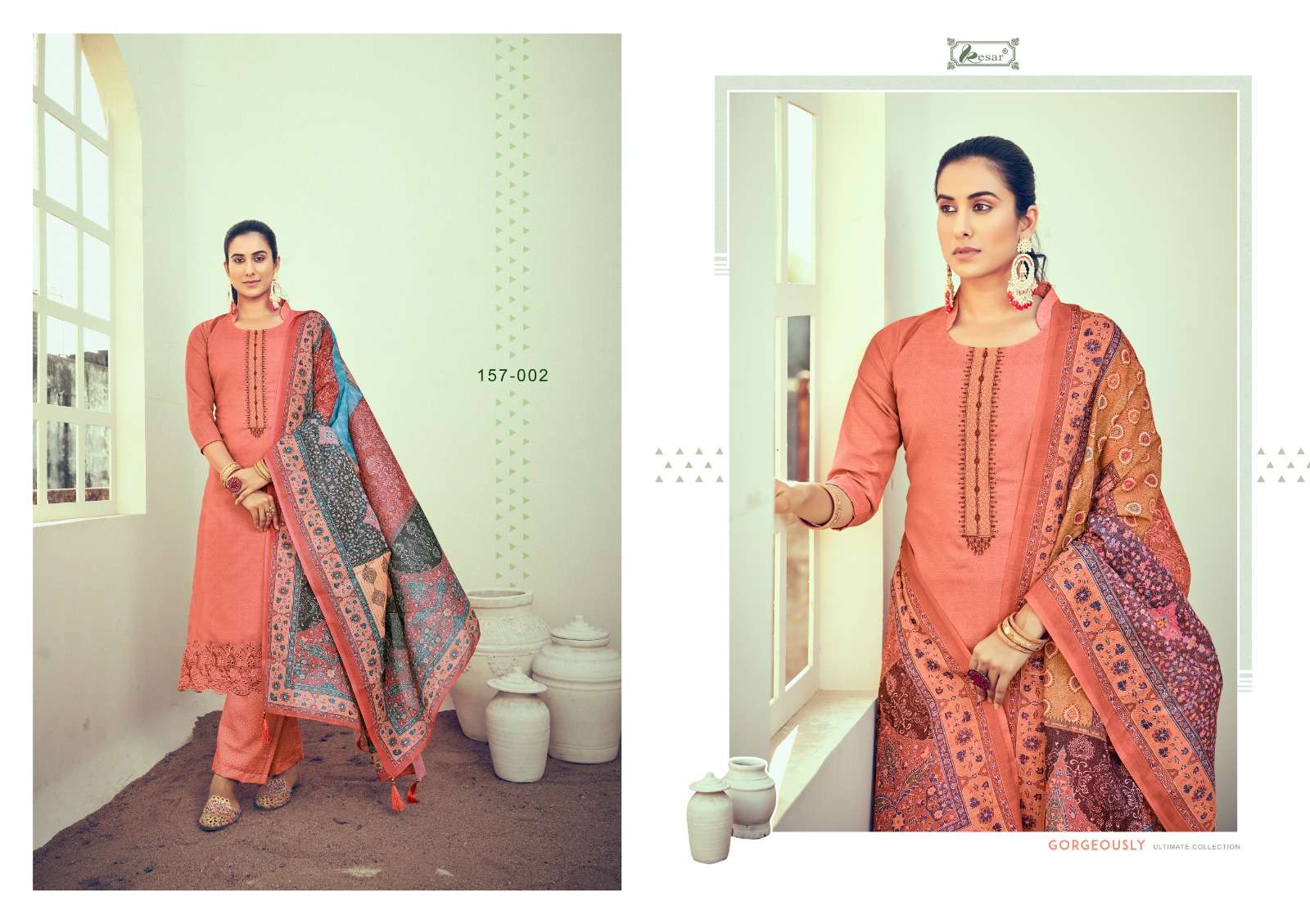 kesar karachi raahi pashmina embroidery work salwar suits collection at  wholesale surat