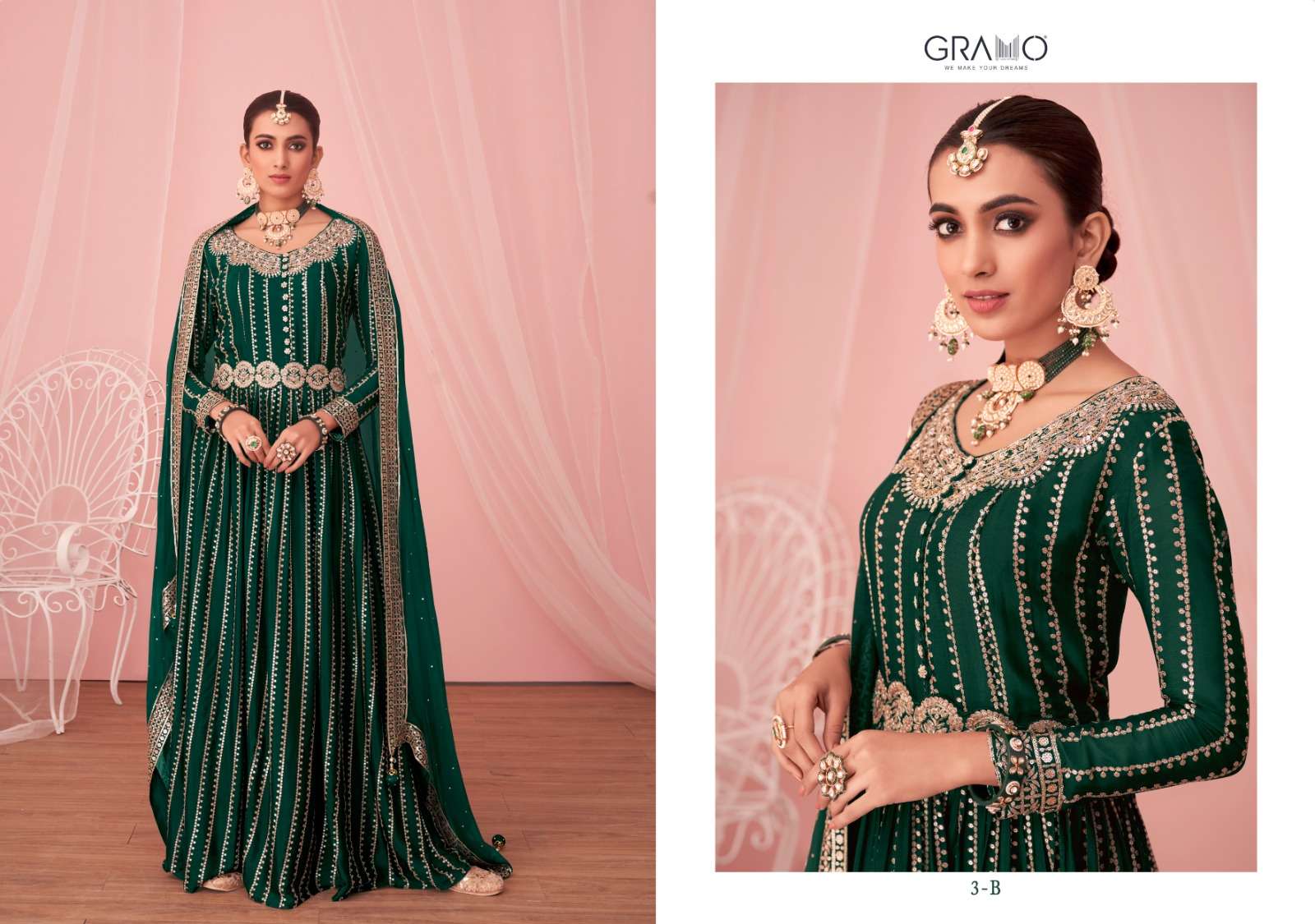 COLOURS SPECIAL VOL-3 BY GRAMO 3-A TO 3-D SERIES BEAUTIFUL ANARKALI SUITS STYLISH COLORFUL FANCY CASUAL WEAR & ETHNIC WEAR GEORGETTE DRESSES AT WHOLESALE PRICE
