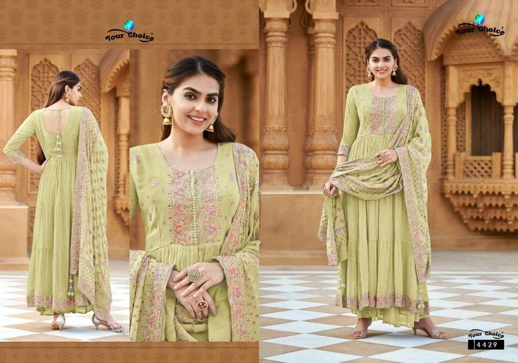 Roma By Your Choice 4429 To 4432 Series Beautiful Indian Suits Colorful Stylish Fancy Casual Wear & Ethnic Wear Pure Georgette Embroidered Dresses At Wholesale Price