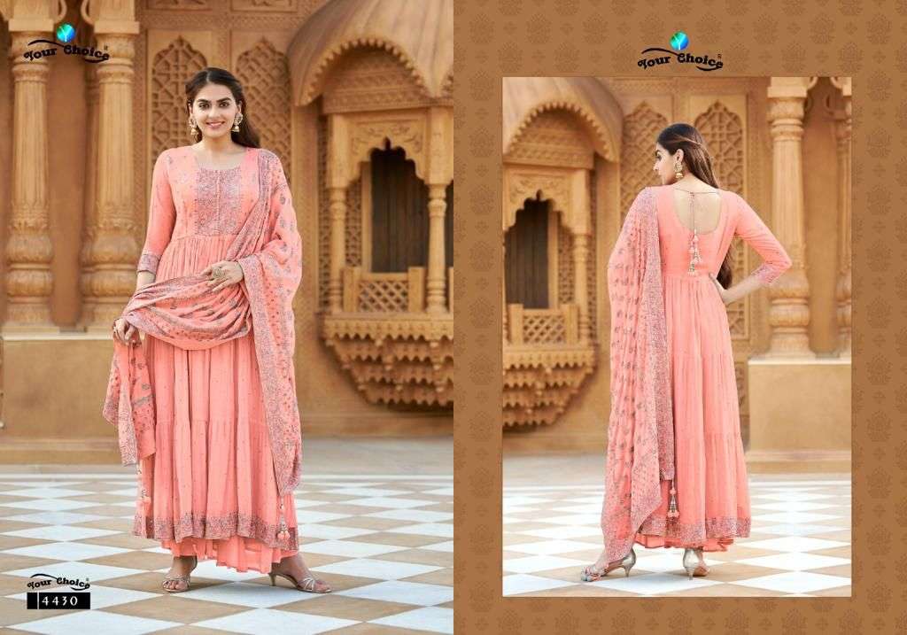 Roma By Your Choice 4429 To 4432 Series Beautiful Indian Suits Colorful Stylish Fancy Casual Wear & Ethnic Wear Pure Georgette Embroidered Dresses At Wholesale Price