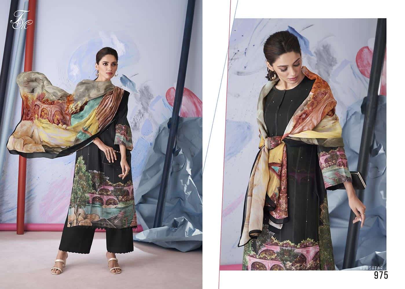 HUMSAFAR BY T AND M DESIGNER BEAUTIFUL FESTIVE SUITS COLORFUL STYLISH FANCY CASUAL WEAR & ETHNIC WEAR PURE LINEN DRESSES AT WHOLESALE PRICE