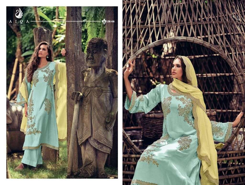 Zeenat By Aiqa 01 To 06 Series Beautiful Festive Suits Colorful Stylish Fancy Casual Wear & Ethnic Wear Prue Silk Satin Dresses At Wholesale Price