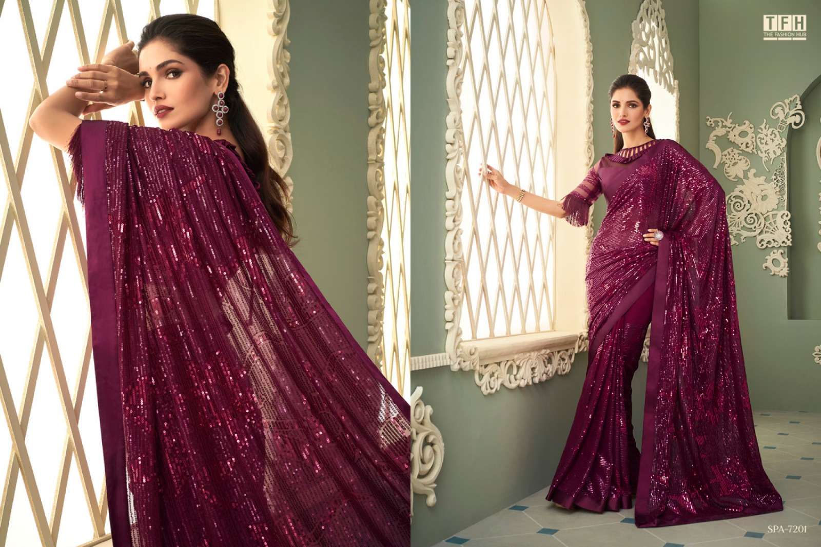 Sparkle Vol-3 By Tfh 7201 To 7212 Series Indian Traditional Wear Collection Beautiful Stylish Fancy Colorful Party Wear & Occasional Wear Georgette Sarees At Wholesale Price