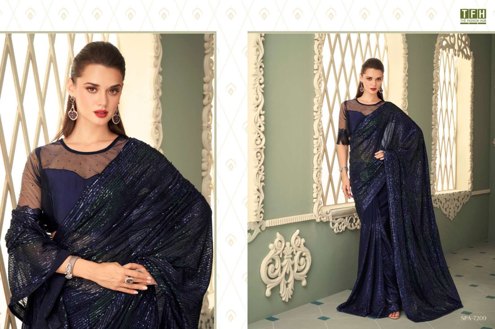 Sparkle Vol-3 By Tfh 7201 To 7212 Series Indian Traditional Wear Collection Beautiful Stylish Fancy Colorful Party Wear & Occasional Wear Georgette Sarees At Wholesale Price