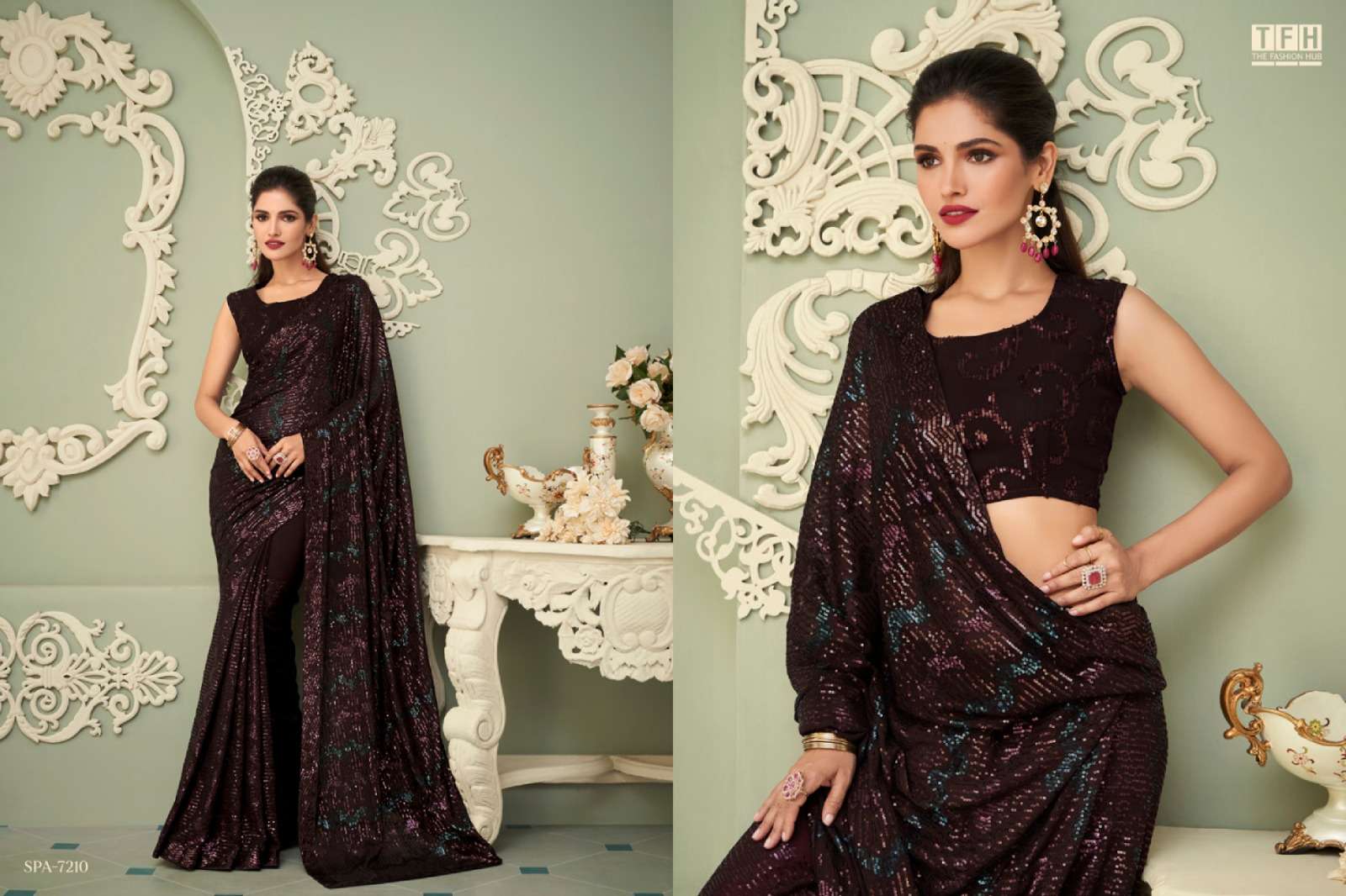 Sparkle Vol-3 By Tfh 7201 To 7212 Series Indian Traditional Wear Collection Beautiful Stylish Fancy Colorful Party Wear & Occasional Wear Georgette Sarees At Wholesale Price