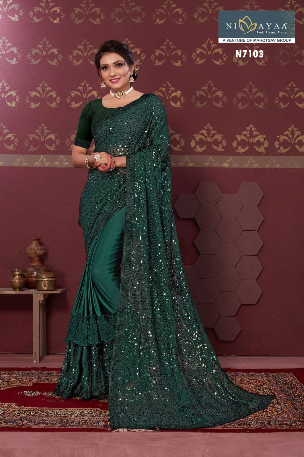 Chand Vol-1 By Nimayaa Indian Traditional Wear Collection Beautiful Stylish Fancy Colorful Party Wear & Occasional Wear Georgette Sarees At Wholesale Price