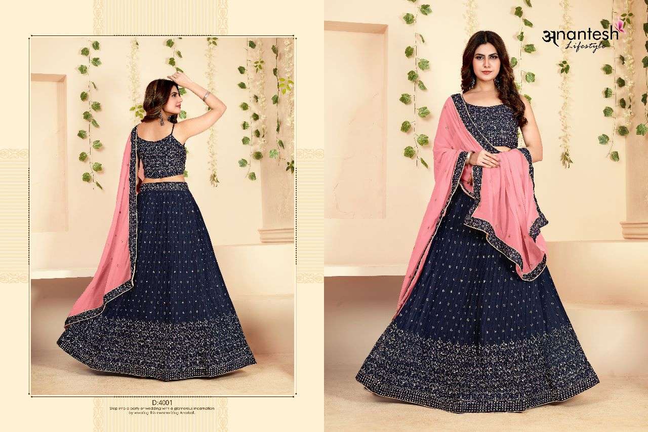 Foily Vol-4 By Anantesh 4001 To 4004 Series Indian Traditional Beautiful Stylish Designer Banarasi Silk Jacquard Embroidered Party Wear Heavy Georgette Lehengas At Wholesale Price
