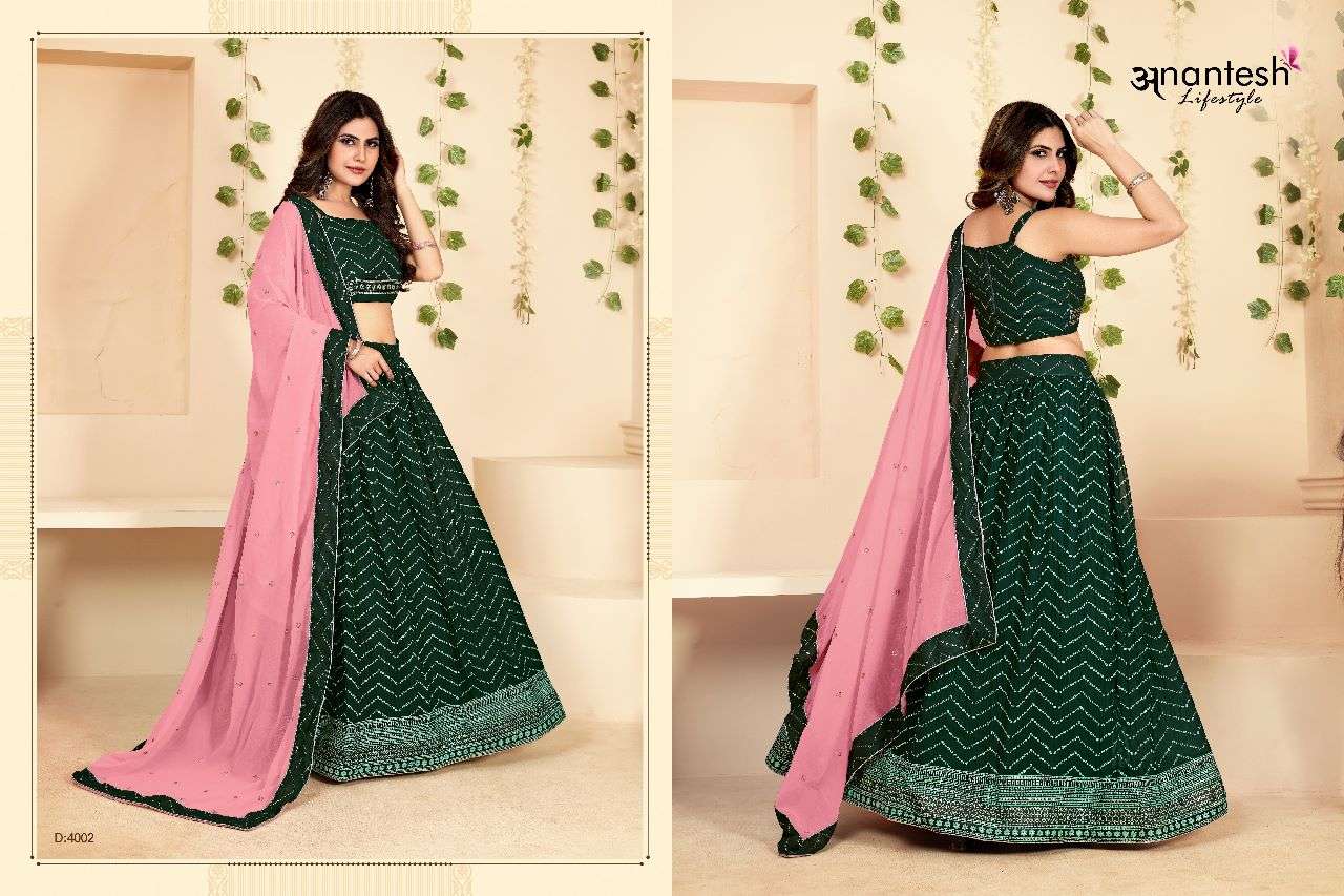 Foily Vol-4 By Anantesh 4001 To 4004 Series Indian Traditional Beautiful Stylish Designer Banarasi Silk Jacquard Embroidered Party Wear Heavy Georgette Lehengas At Wholesale Price