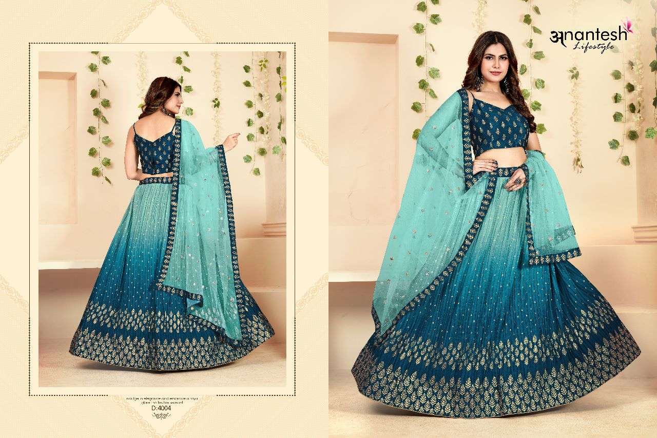 Foily Vol-4 By Anantesh 4001 To 4004 Series Indian Traditional Beautiful Stylish Designer Banarasi Silk Jacquard Embroidered Party Wear Heavy Georgette Lehengas At Wholesale Price