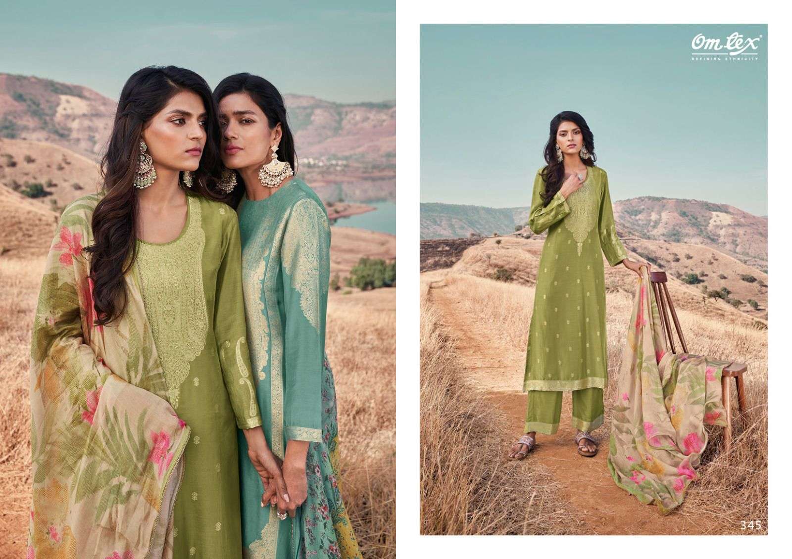 AAMOD VOL-2 BY OM TEX 341 TO 346 SERIES BEAUTIFUL SUITS COLORFUL STYLISH FANCY CASUAL WEAR & ETHNIC WEAR MUSLEEN JACQUARD DRESSES AT WHOLESALE PRICE