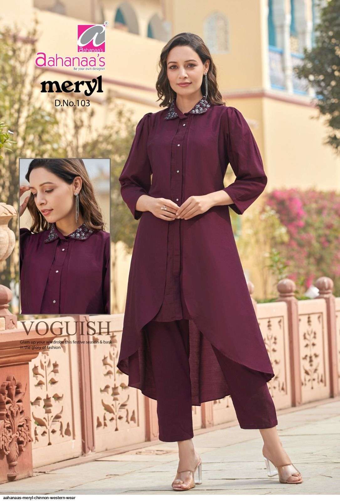 MERYL BY AAHANAAS 101 TO 106 SERIES DESIGNER STYLISH FANCY COLORFUL BEAUTIFUL PARTY WEAR & ETHNIC WEAR COLLECTION SILK KURTIS WITH BOTTOM AT WHOLESALE PRICE