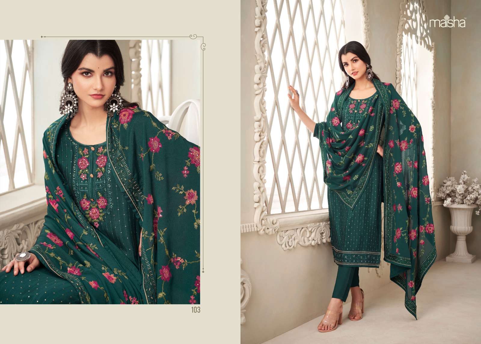 Pehnava By Maisha 101 To 106 Series Designer Festive Suits Collection Beautiful Stylish Colorful Fancy Party Wear & Occasional Wear Pure Chiffon Dresses At Wholesale Price