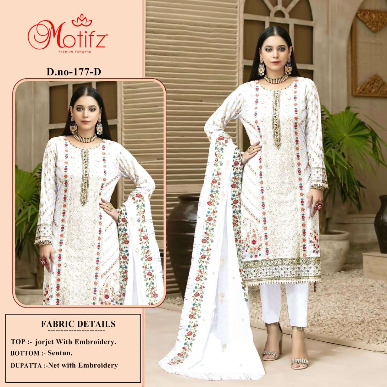 MOTIFZ HIT DESIGN 177 COLOURS BY MOTIFZ 177-A TO 177-E SERIES DESIGNER PAKISTANI SUITS BEAUTIFUL FANCY COLORFUL STYLISH PARTY WEAR & OCCASIONAL WEAR GEORGETTE WITH EMBROIDERY DRESSES AT WHOLESALE PRICE