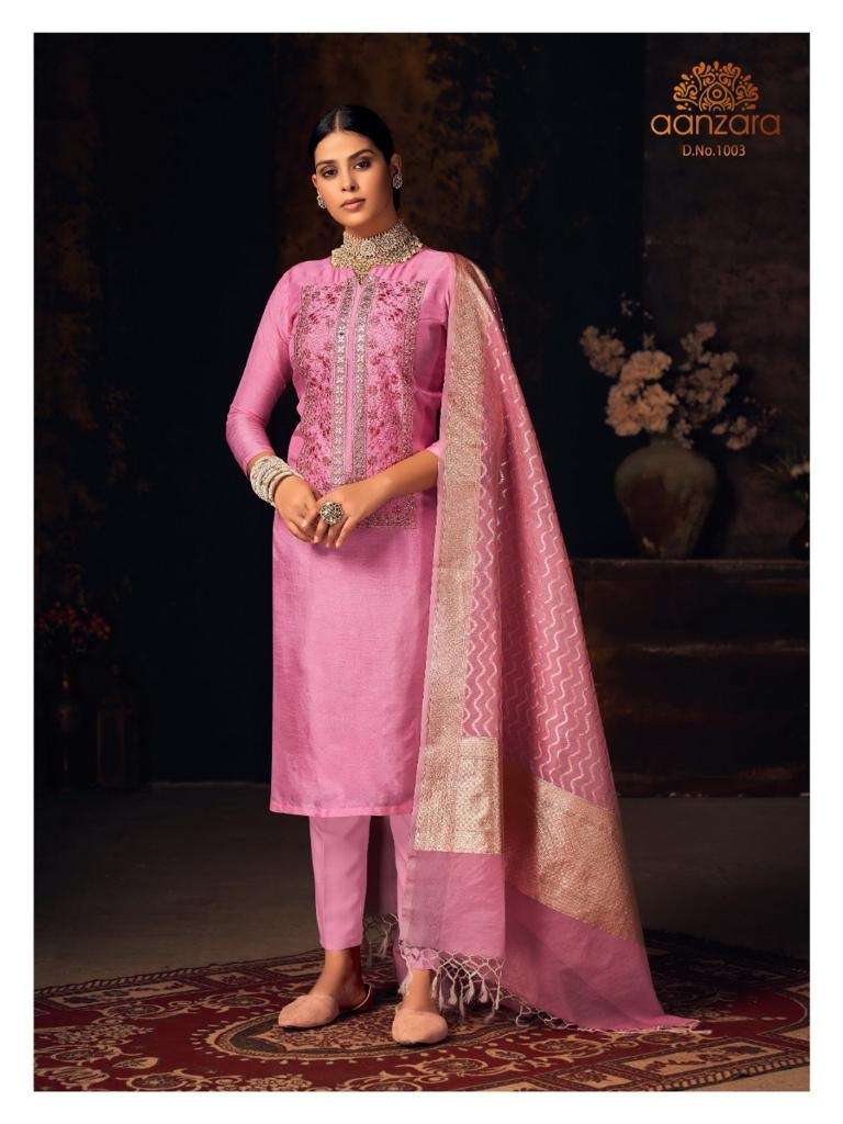 AANZARA 2001 SERIES BY AANZARA 2001 TO 2004 SERIES BEAUTIFUL SUITS COLORFUL STYLISH FANCY CASUAL WEAR & ETHNIC WEAR PURE DOLA SILK EMBROIDERY DRESSES AT WHOLESALE PRICE