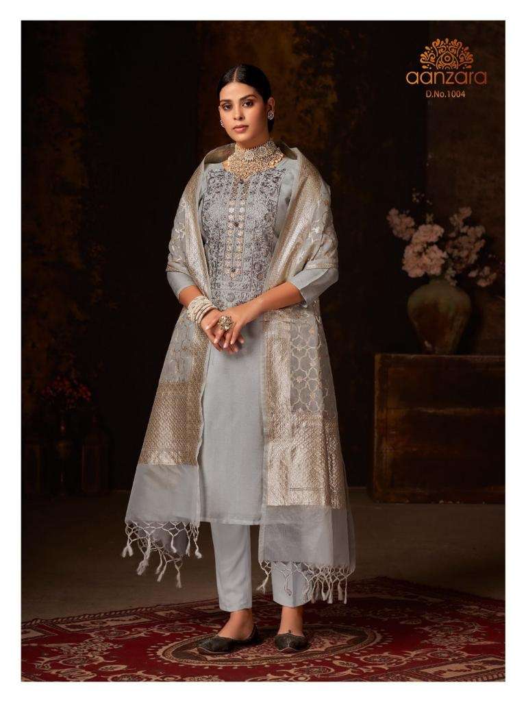 AANZARA 2001 SERIES BY AANZARA 2001 TO 2004 SERIES BEAUTIFUL SUITS COLORFUL STYLISH FANCY CASUAL WEAR & ETHNIC WEAR PURE DOLA SILK EMBROIDERY DRESSES AT WHOLESALE PRICE