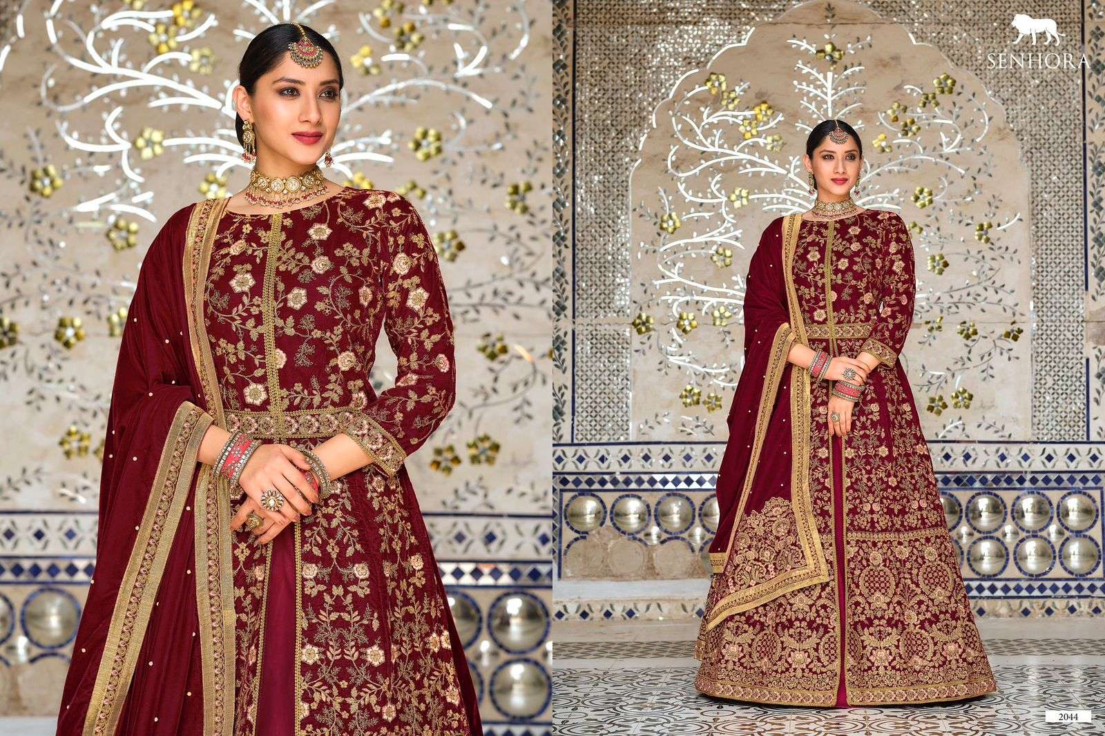 Dulhan Vol-42 By Senhora Dresses 2042 To 2044 Series Beautiful Summer Collection Anarkali Suits Stylish Fancy Colorful Casual Wear & Ethnic Wear Velvet Embroidered Dresses At Wholesale Price