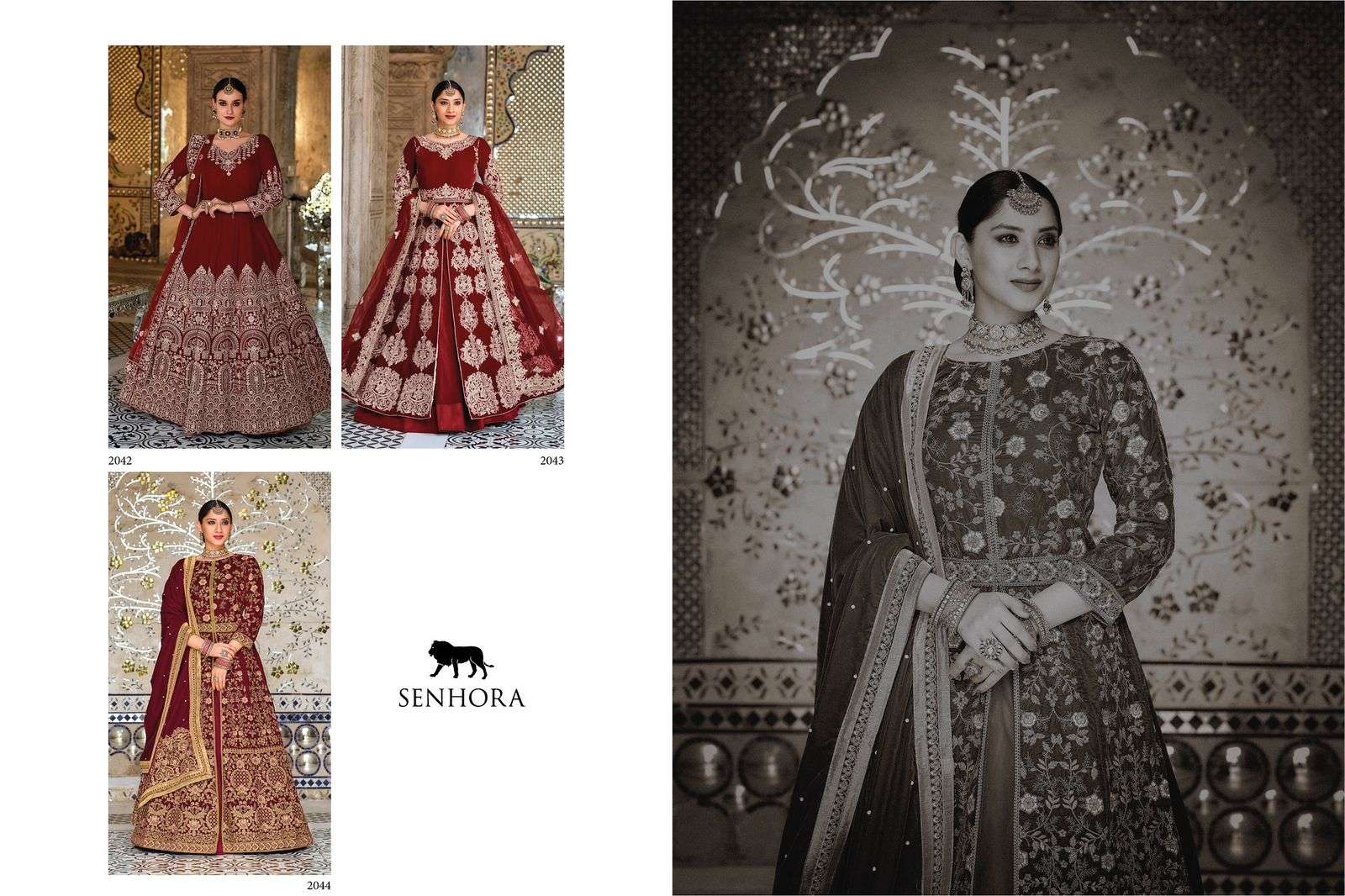 Dulhan Vol-42 By Senhora Dresses 2042 To 2044 Series Beautiful Summer Collection Anarkali Suits Stylish Fancy Colorful Casual Wear & Ethnic Wear Velvet Embroidered Dresses At Wholesale Price
