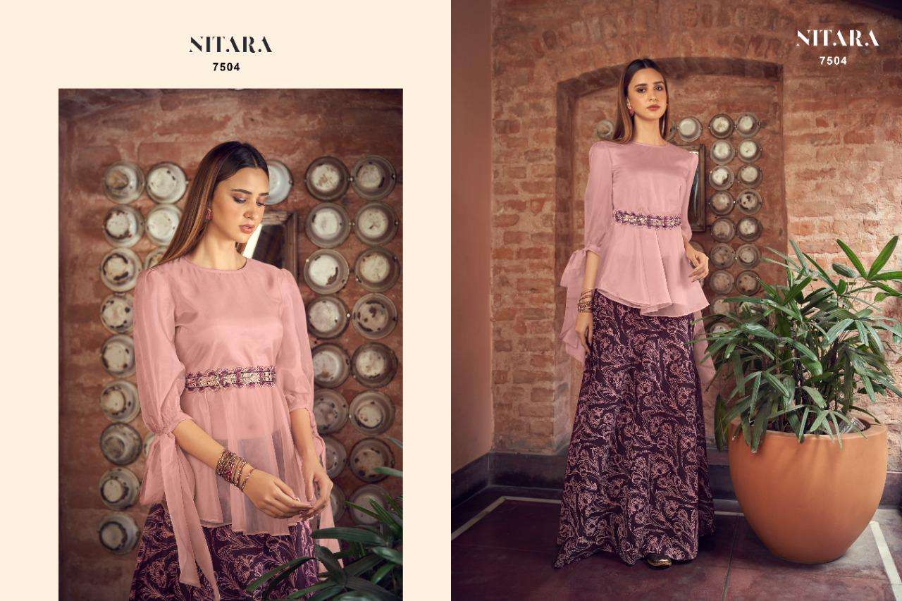 SPARKLES VOL-11 BY NITARA 7501 TO 7506 SERIES DESIGNER STYLISH FANCY COLORFUL BEAUTIFUL PARTY WEAR & ETHNIC WEAR COLLECTION ORGANZA TOPS WITH BOTTOM AT WHOLESALE PRICE