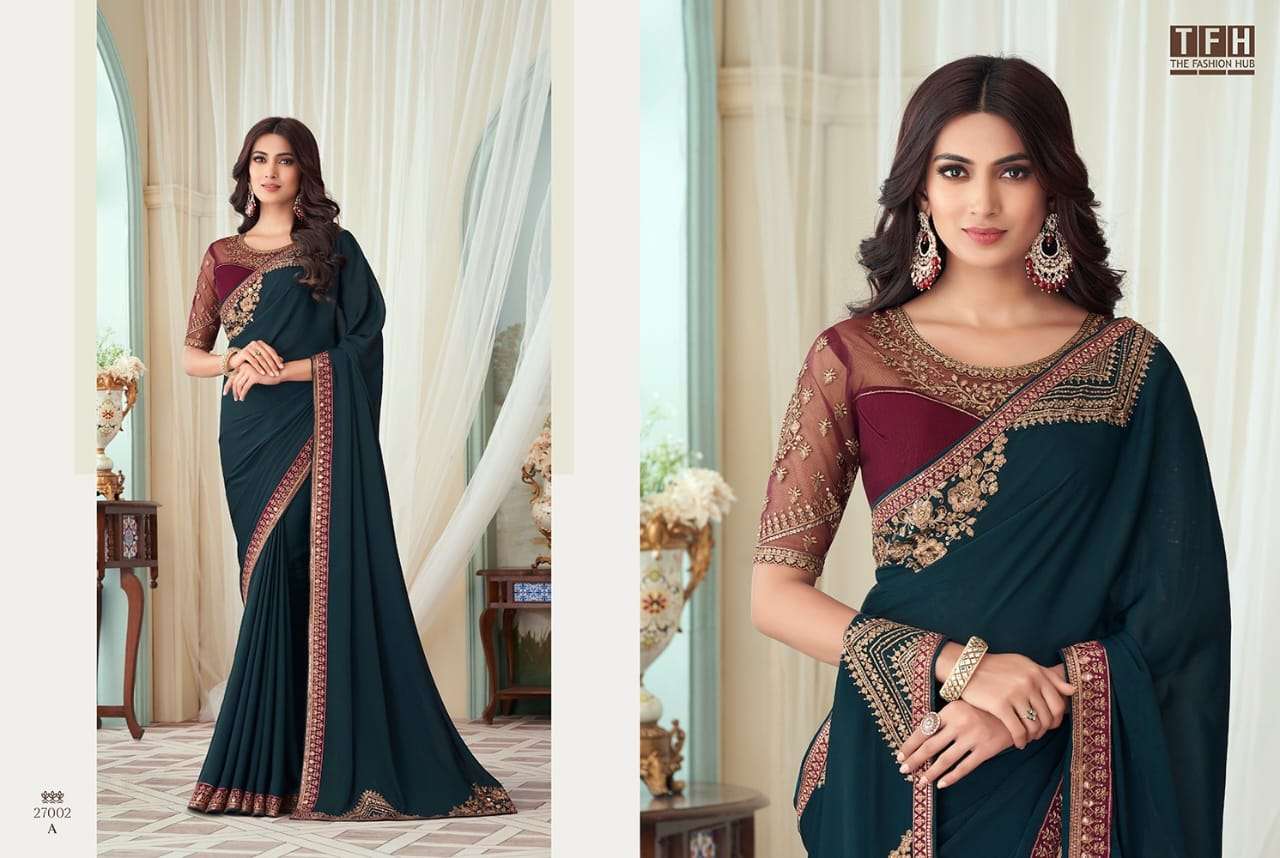 Silver Screen 27002 Colours By Tfh 27002-A To 27002-F Series Indian Traditional Wear Collection Beautiful Stylish Fancy Colorful Party Wear & Occasional Wear Silk Sarees At Wholesale Price