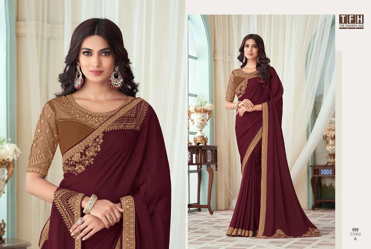 Silver Screen 27002 Colours By Tfh 27002-A To 27002-F Series Indian Traditional Wear Collection Beautiful Stylish Fancy Colorful Party Wear & Occasional Wear Silk Sarees At Wholesale Price