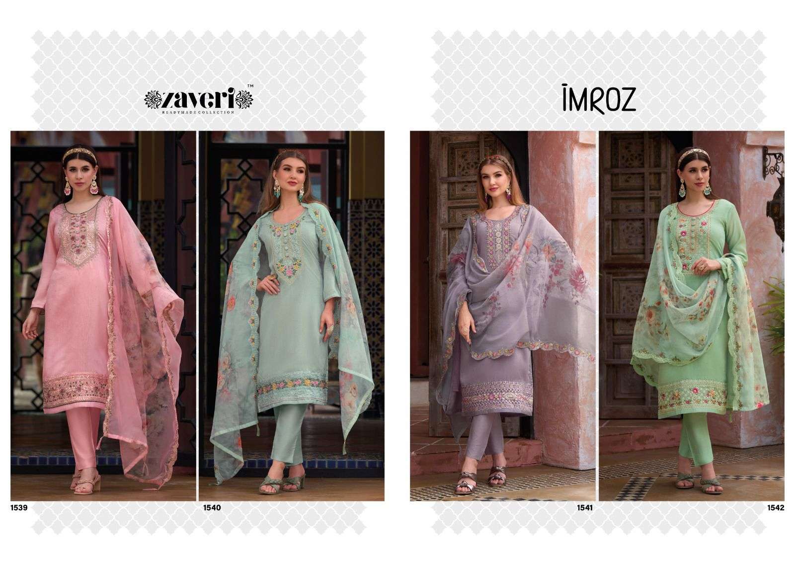 Imroz By Zaveri 1539 To 1542 Series Beautiful Suits Colorful Stylish Fancy Casual Wear & Ethnic Wear Viscose Silk Dresses At Wholesale Price