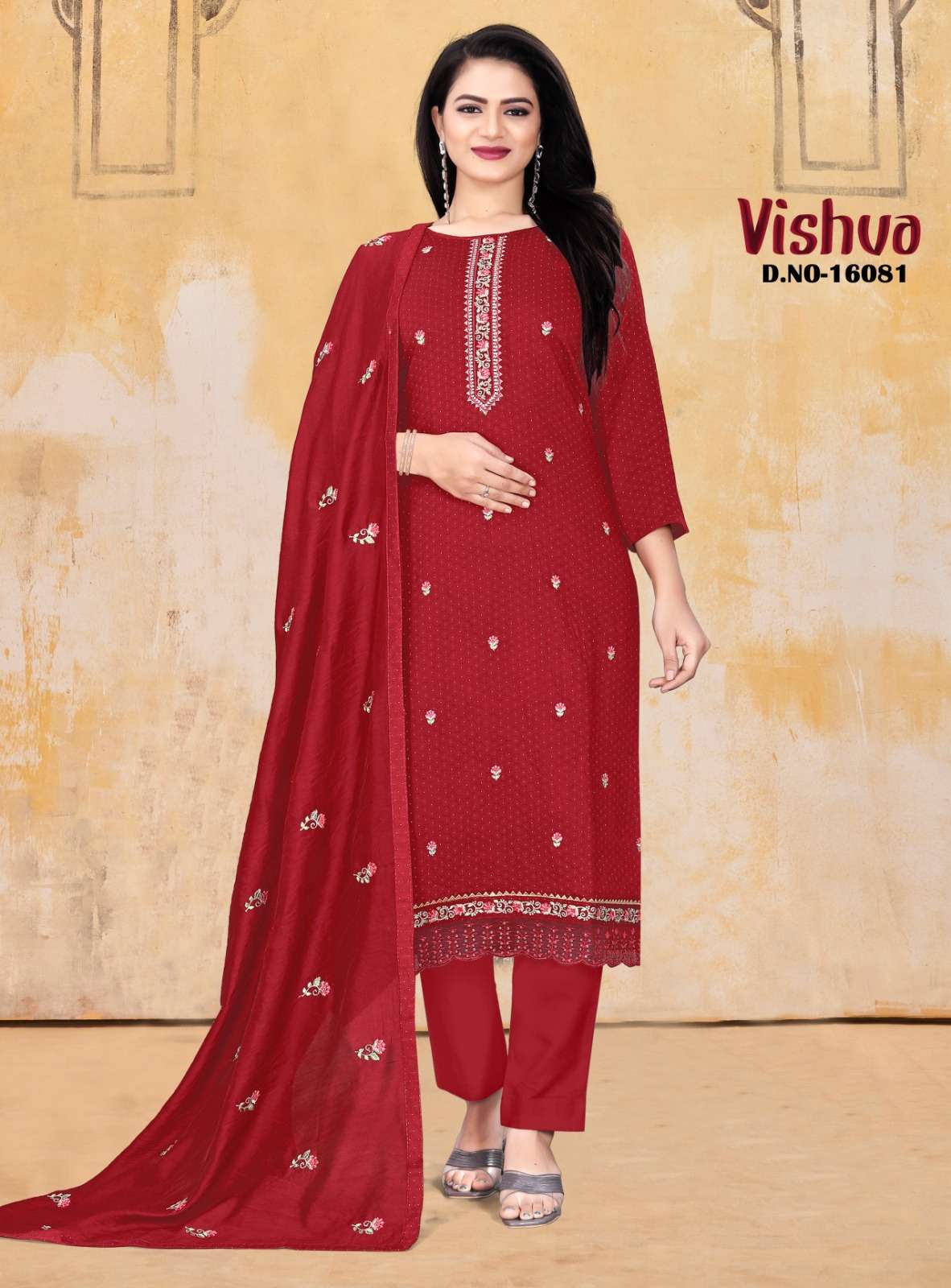 VISHVA BY PANCH RATNA 16081 TO 16084 SERIES FESTIVE SUITS BEAUTIFUL FANCY COLORFUL STYLISH PARTY WEAR & OCCASIONAL WEAR VISCOSE SILK DRESSES AT WHOLESALE PRICE