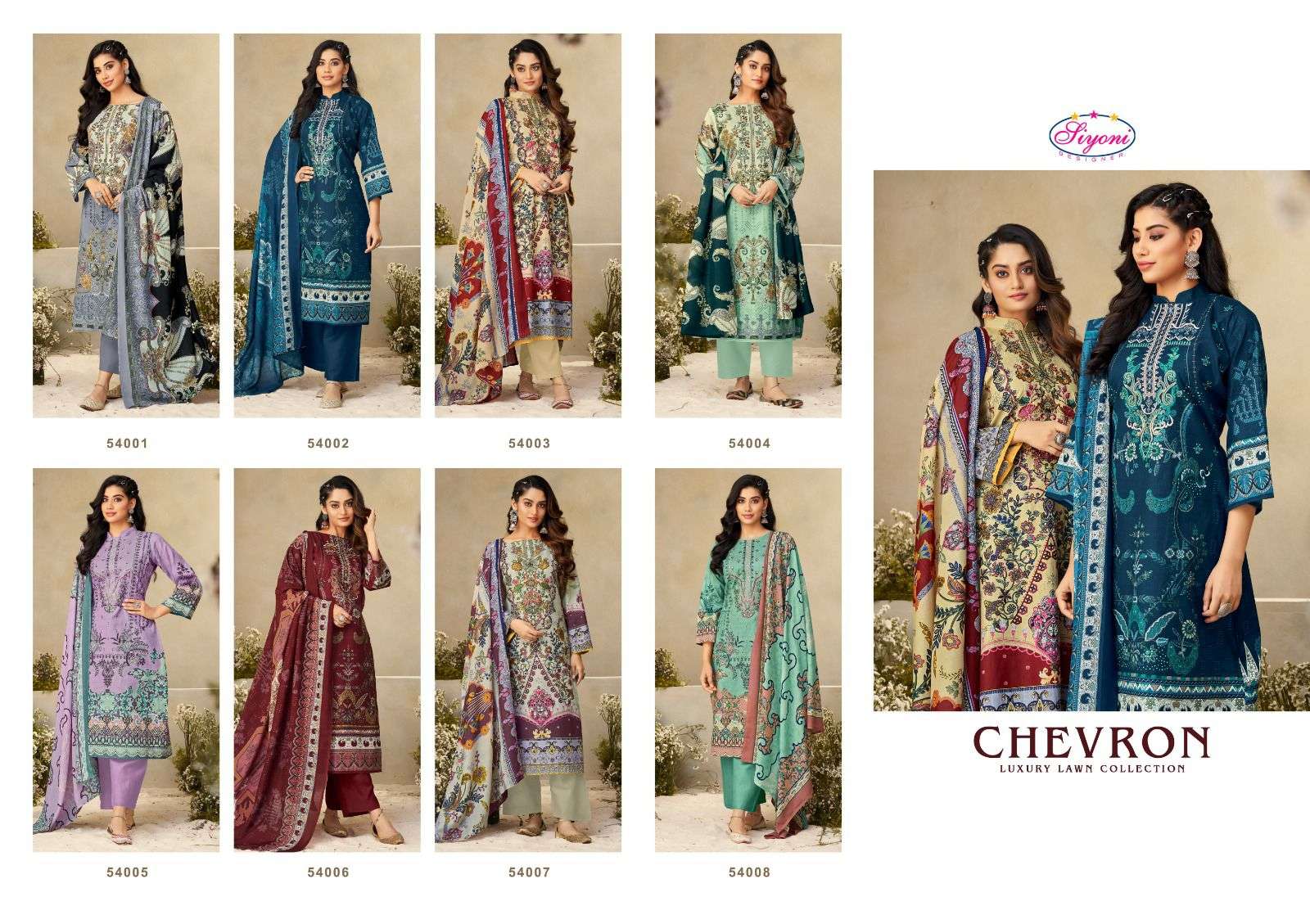 Chevron By Siyoni 54001 To 54008 Series Beautiful Suits Colorful Stylish Fancy Casual Wear & Ethnic Wear Pure Lawn Digital Print Dresses At Wholesale Price